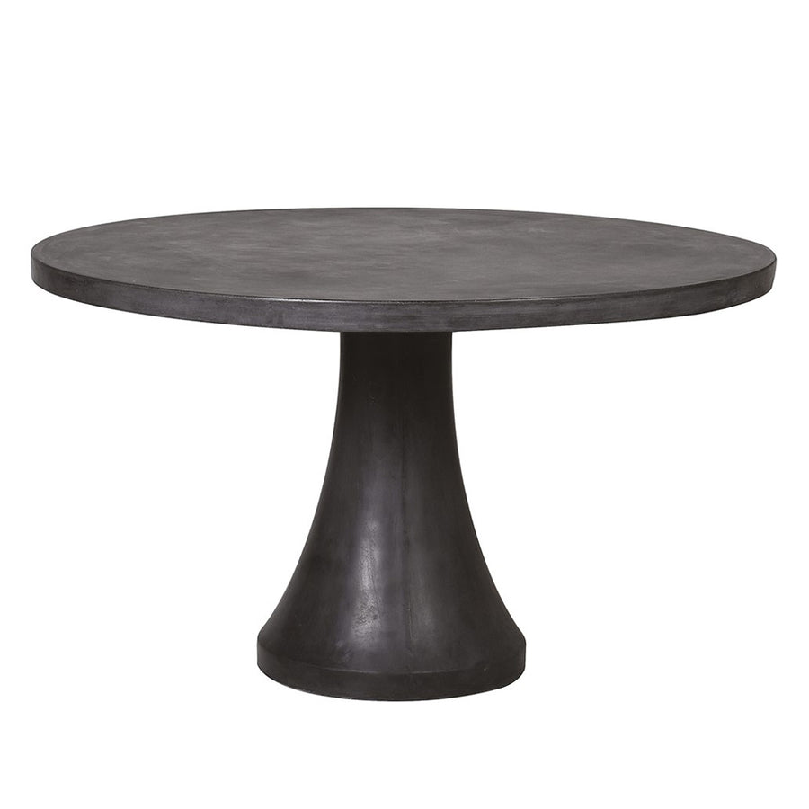 Fekete beton kerek kültéri étkezőasztal 130 cm átmérővel, minimalista design