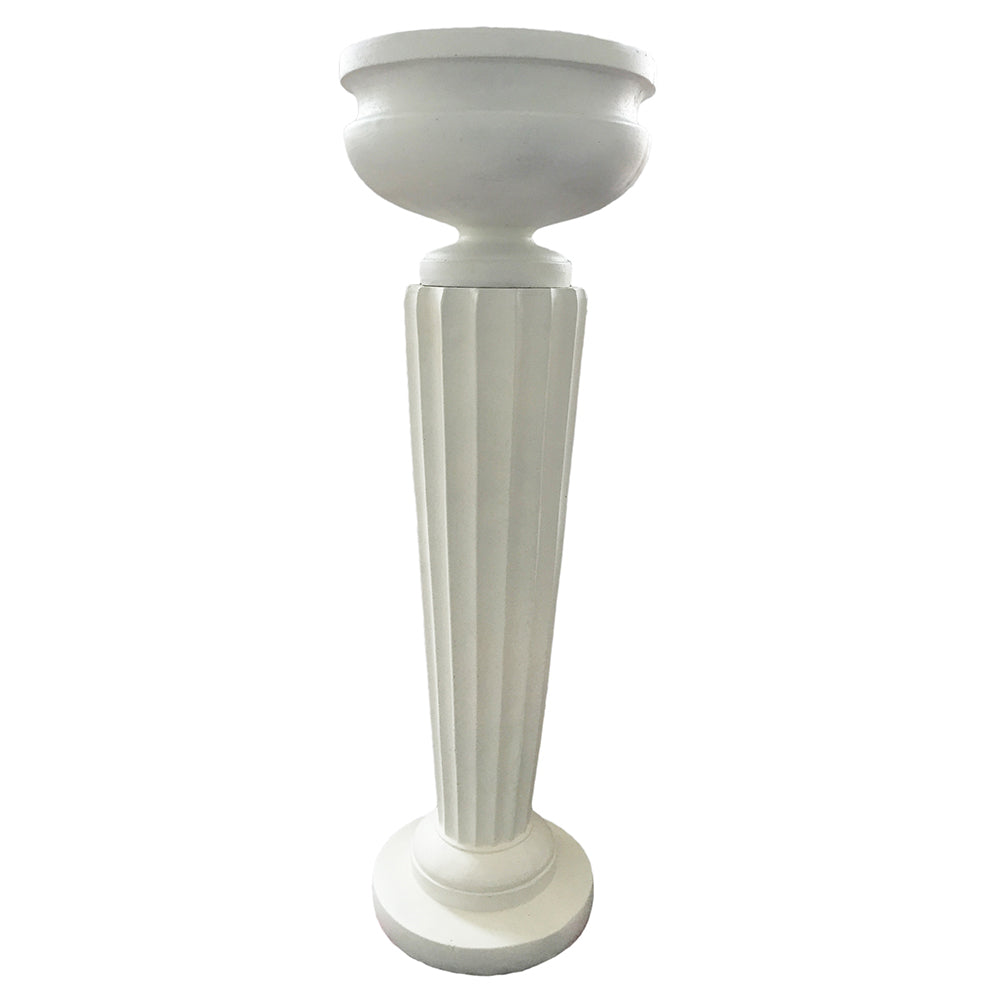 Kaspó tál posztamensen fehér színben, klasszikus vonalvezetéssel