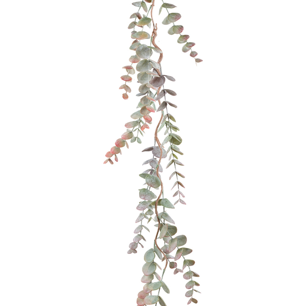 Hamvaszöld színű, mű eukaliptusz girland.