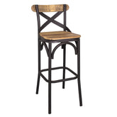 Factory loft bárszék fém vázzal és viaszos szilfa ülőlappal