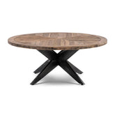 Falcon Crest kerek tölgyfa dohányzóasztal 100 cm fekete fém lábbal