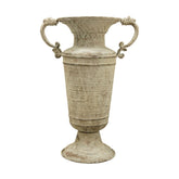 Antikolt felületű, szürke színű, fém dekor váza.