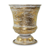 Óarany színű fém kaspó.