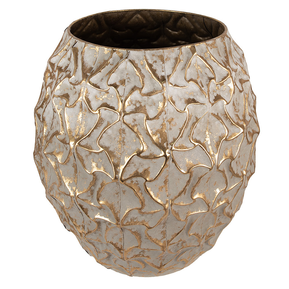 Antik arany színű,, dekor fém kaspó.