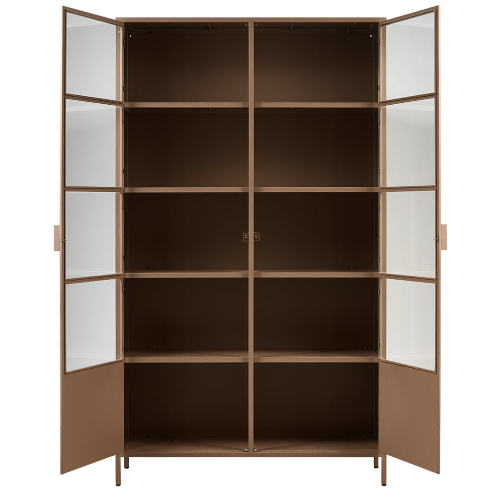 Fémből készült, barna színű, kortárs design vitrines szekrény. Fémből készült, barna színű, kortárs design vitrines szekrény.