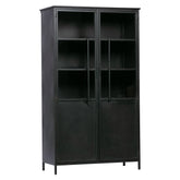 Fekete színű, kortárs design vitrines szekrény, modern, matt bevonattal.