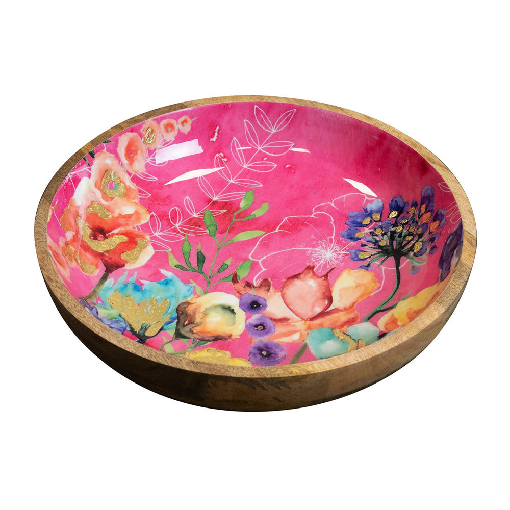 Fukszia szín, mangófából készült design tál.