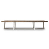 Parketta mintás szilfa étkezőasztal 400 cm fehér lábszerkezettel, modern design