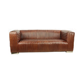 Georgio 3 személyes dohánybarna bőrkanapé elölnézet