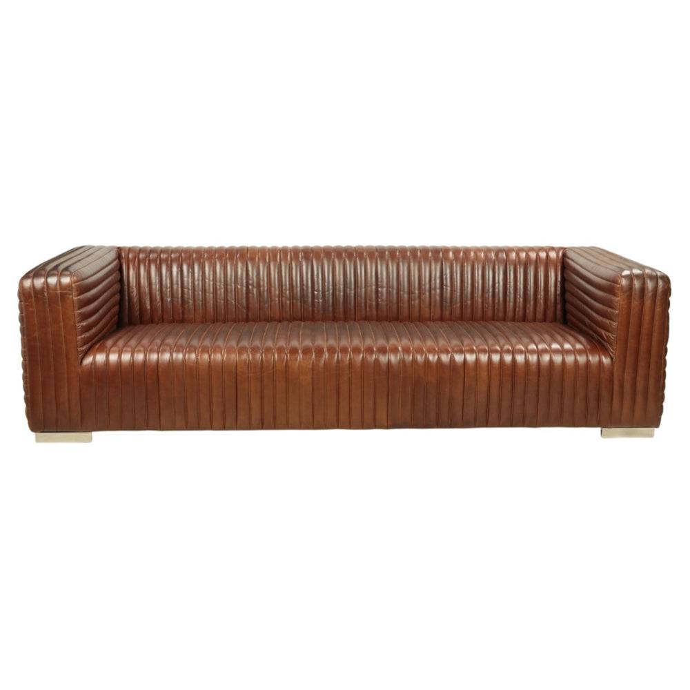 Georgio 4 személyes dohánybarna bőrkanapé elölnézet