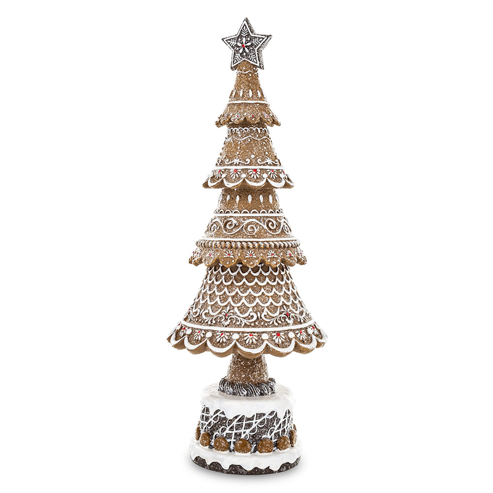 GINGERBREAD mézeskalács fenyőkúp 42 cm, fehér hátteres termékfotó.