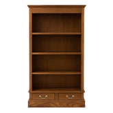 HARVARD mahagónifa könyvszekrény elölnézetből, négy polccal és két fiókkal