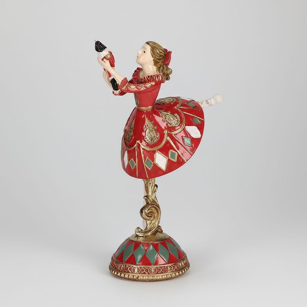 HERITAGE balerina figura, Marika a Diótörőből, bordó ruhában HERITAGE balerina figura, Marika a Diótörőből, bordó ruhában
