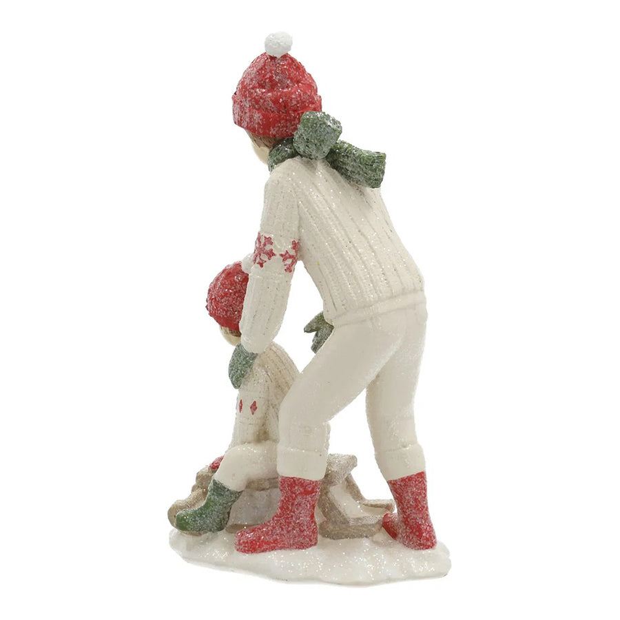 HERITAGE fehér-piros téli kisfiú figura – hátoldal