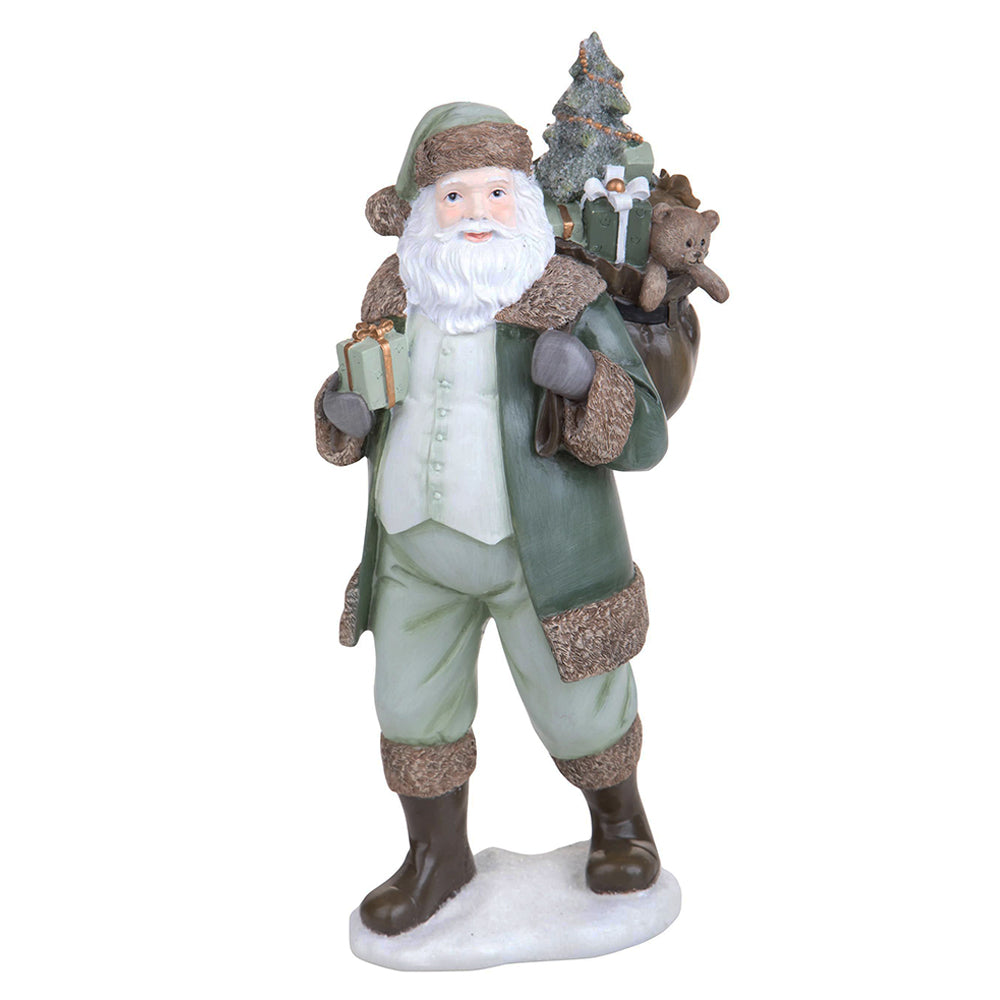 HERITAGE zöld vintage Mikulás figura 37 cm karácsonyi dekoráció