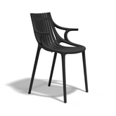 Fekete design műanyag kerti karosszék.