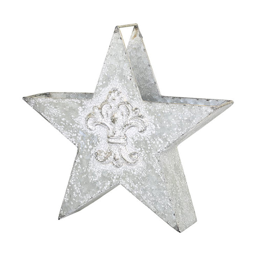 Csillag formájú, bádogból készült karácsonyi dekoráció.