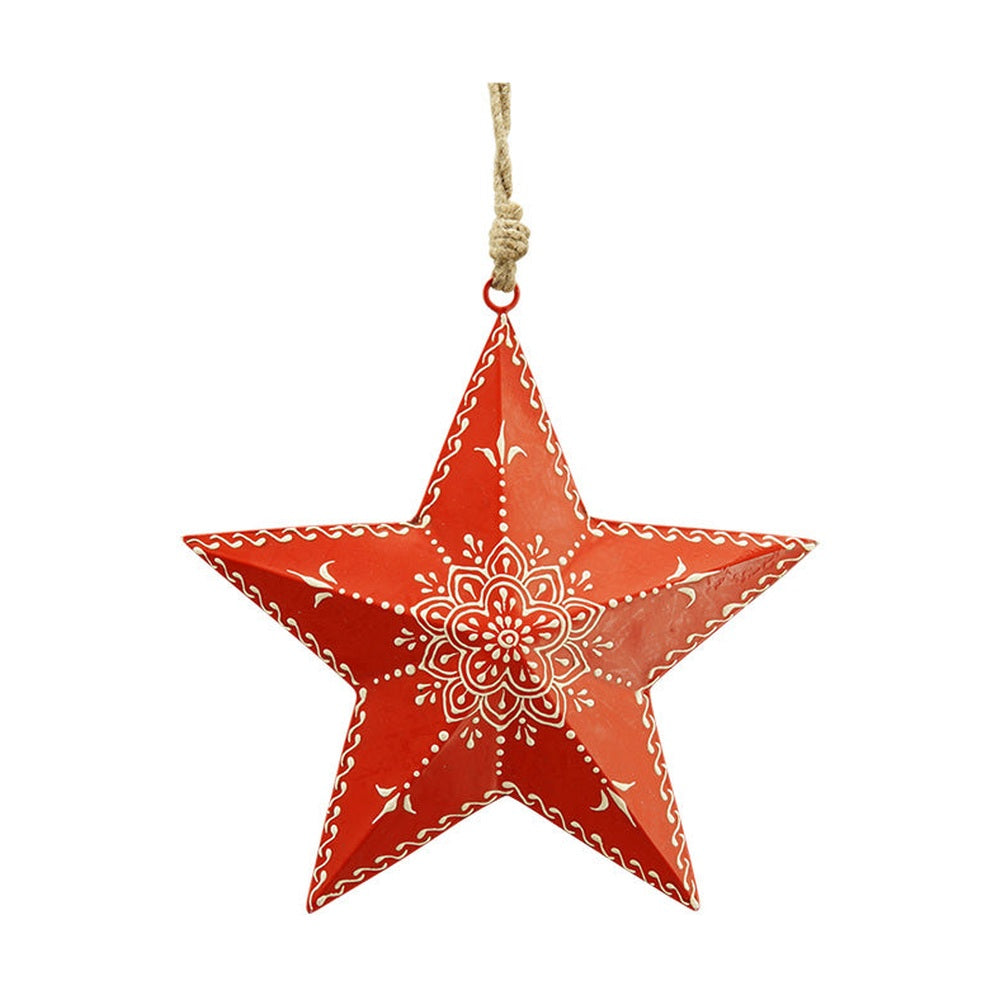 Piros színű karácsonyi fém dekor csillag.
