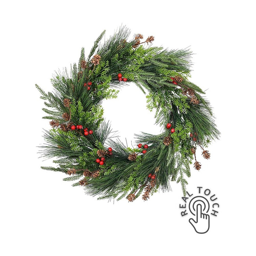 Karácsonyi mű fenyő koszorú mix.