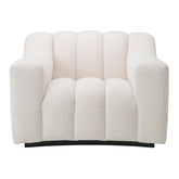 Krémszínű buklé szövettel kárpitozott dizájn fotel .