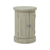 Tömör fenyőfából készült, mosott szürke színű, pácolt kisszekrény.