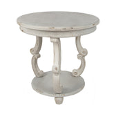 Antikolt felületű, szürke színű fa kisasztal.