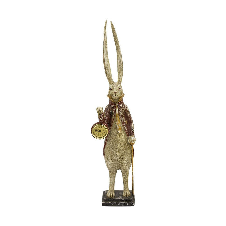 Fub Funky stílusú, nyuszi figura, sétapálcával és órával a kezében.