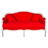 LXV 3 személyes piros tölgyfa kanapé elölnézet klasszikus francia stílusban