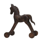 Mangófából faragott, barna színű ló figura.