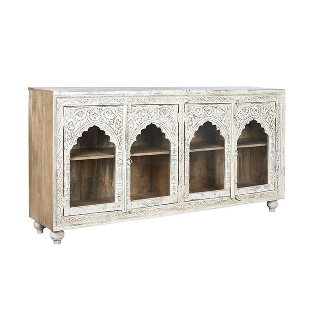 Mangófából faragott, antikolt felületű tálaló.