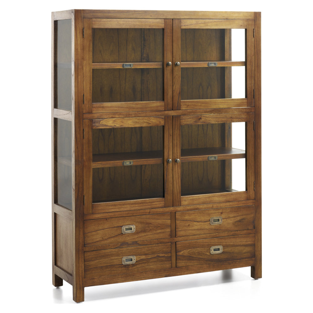 Loft stílusú, mindifából készült kézműves vitrines tárolószekrény