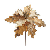 Pezsgőszínű bársonyból készült dekoratív mű mikulásvirág.