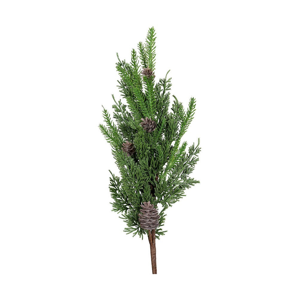 Tobozokkal díszített, zöld színű mű fenyő ág mix.