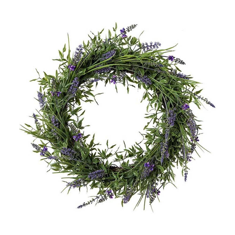 Liláskék virágzatú mű levendula koszorú.