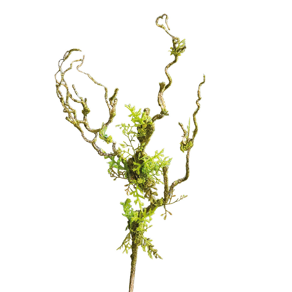 Zöld színű, mohás felületű, mű lián ág.