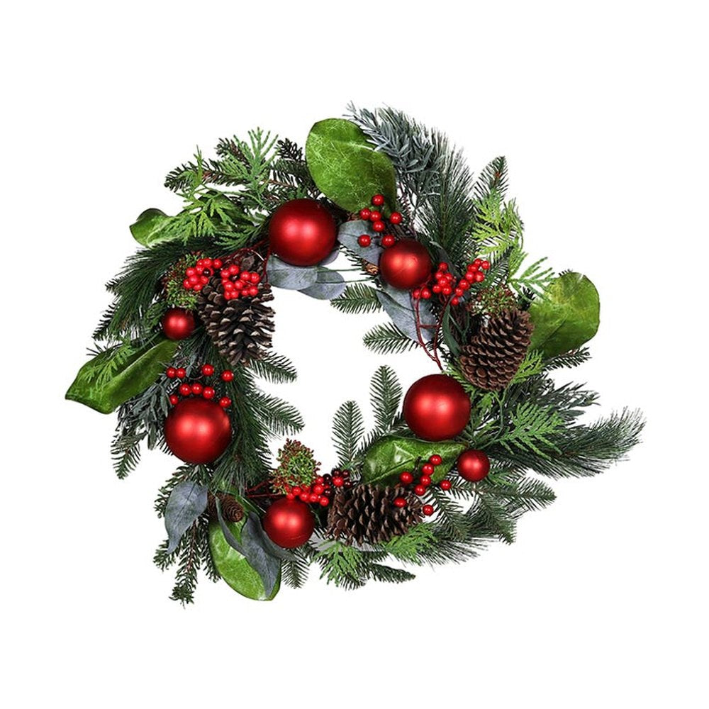 Karácsonyi mű fenyő koszorú mix.