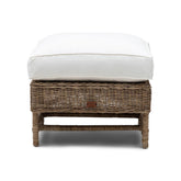 natúr rattan lábzsámoly fehér párnával elölnézet