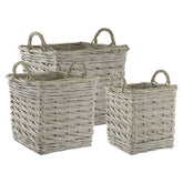 Nordic Home 3 db-os natúr fűzfa kaspó szett fehér háttéren