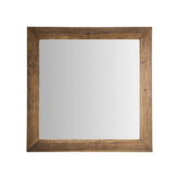 Négyzetes formájú, natúr szilfa keretes, 140 cm-es Norvik falitükör, frontális nézetben.
