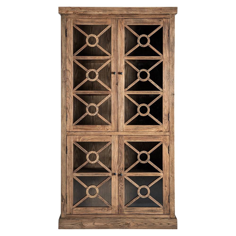 Norvik natúr szilfa vitrines szekrény 205 cm elölnézetből