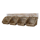 Fali tároló, 4 darab, fűzfavesszőből készült kosárral.