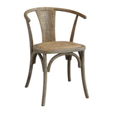 Francia stílusú, kaucsukfából és rattanból készült natúr színű karosszék.