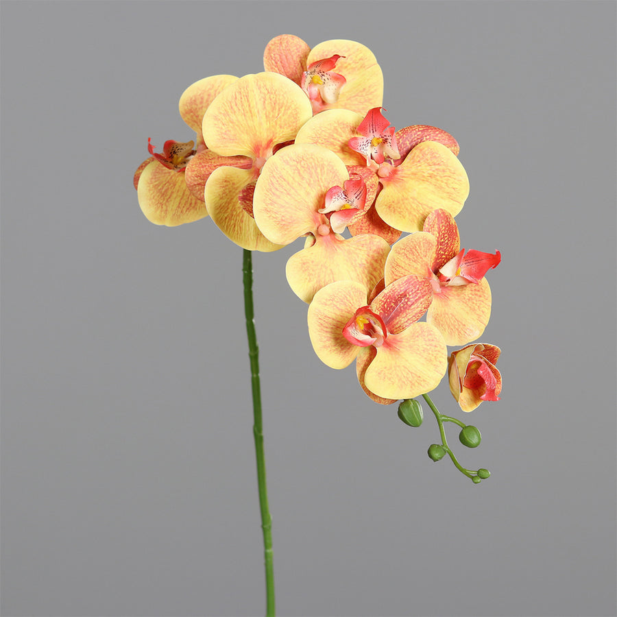 Hosszú szárú, Real Touch hatású narancssárga mű orchidea.