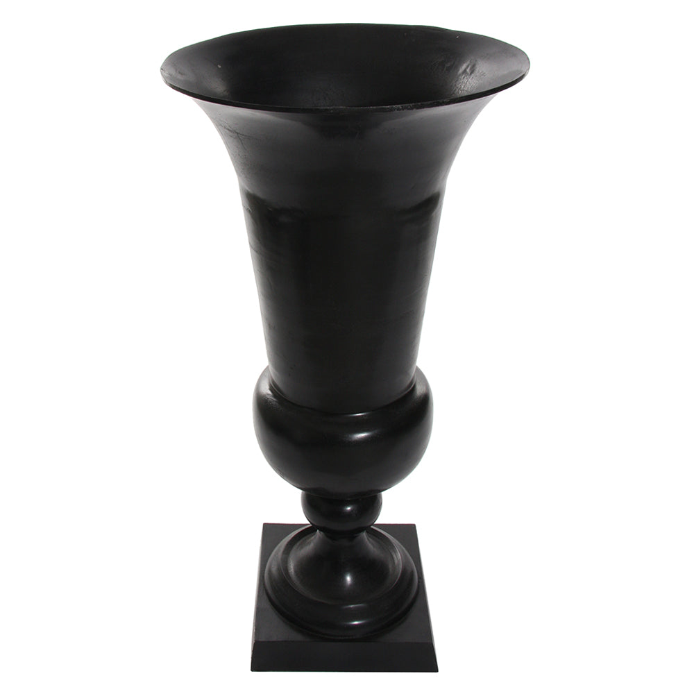 Öntött alumíniumból készült, kültérre is alkalmas, fekete színű óriás kaspó-váza .