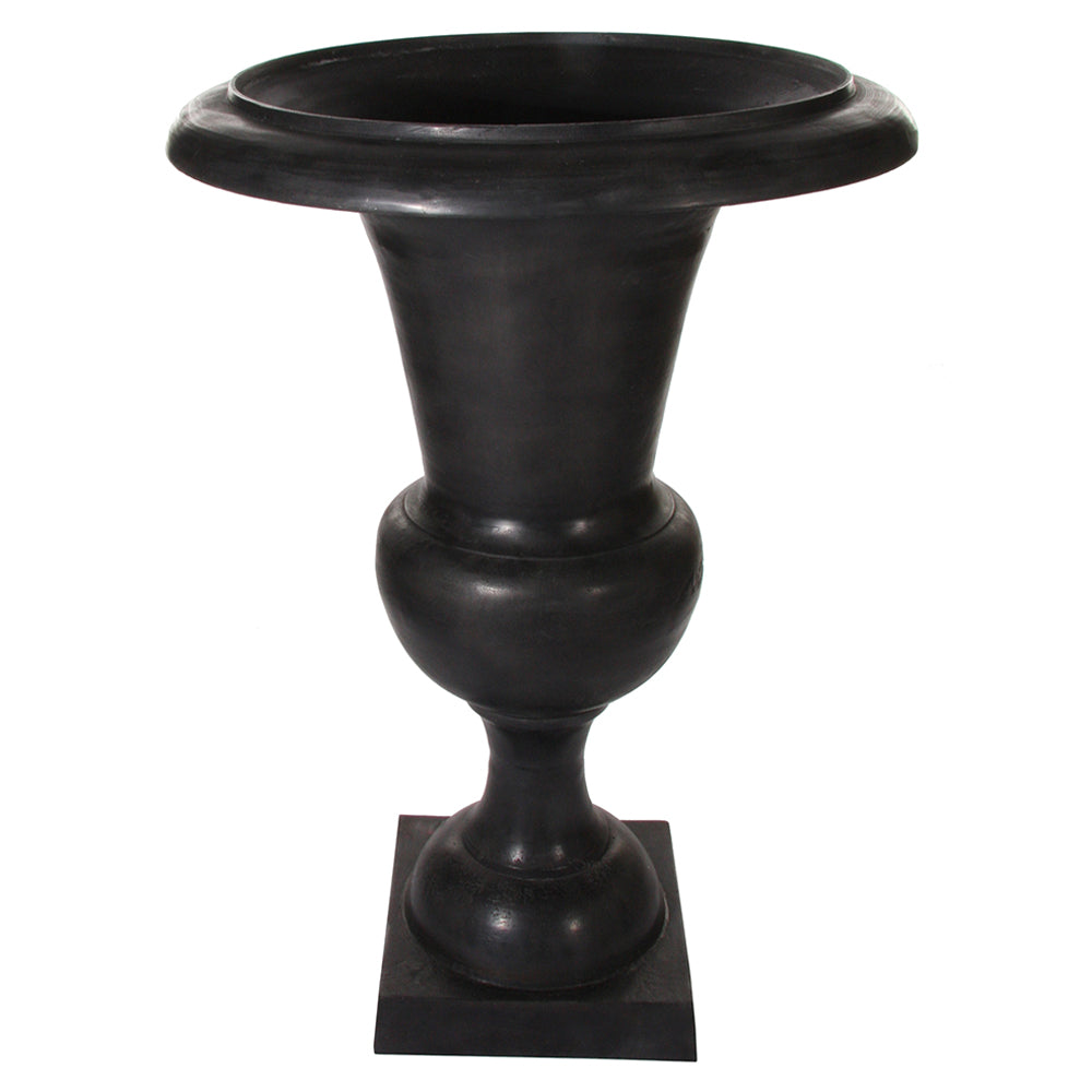 Alumíniumból készült,, fekete színű óriás kaspó-váza.