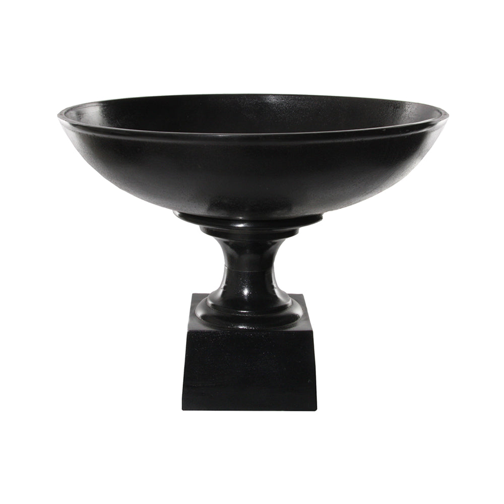 Fém, fekete színű óriás talpas kaspó-tál.