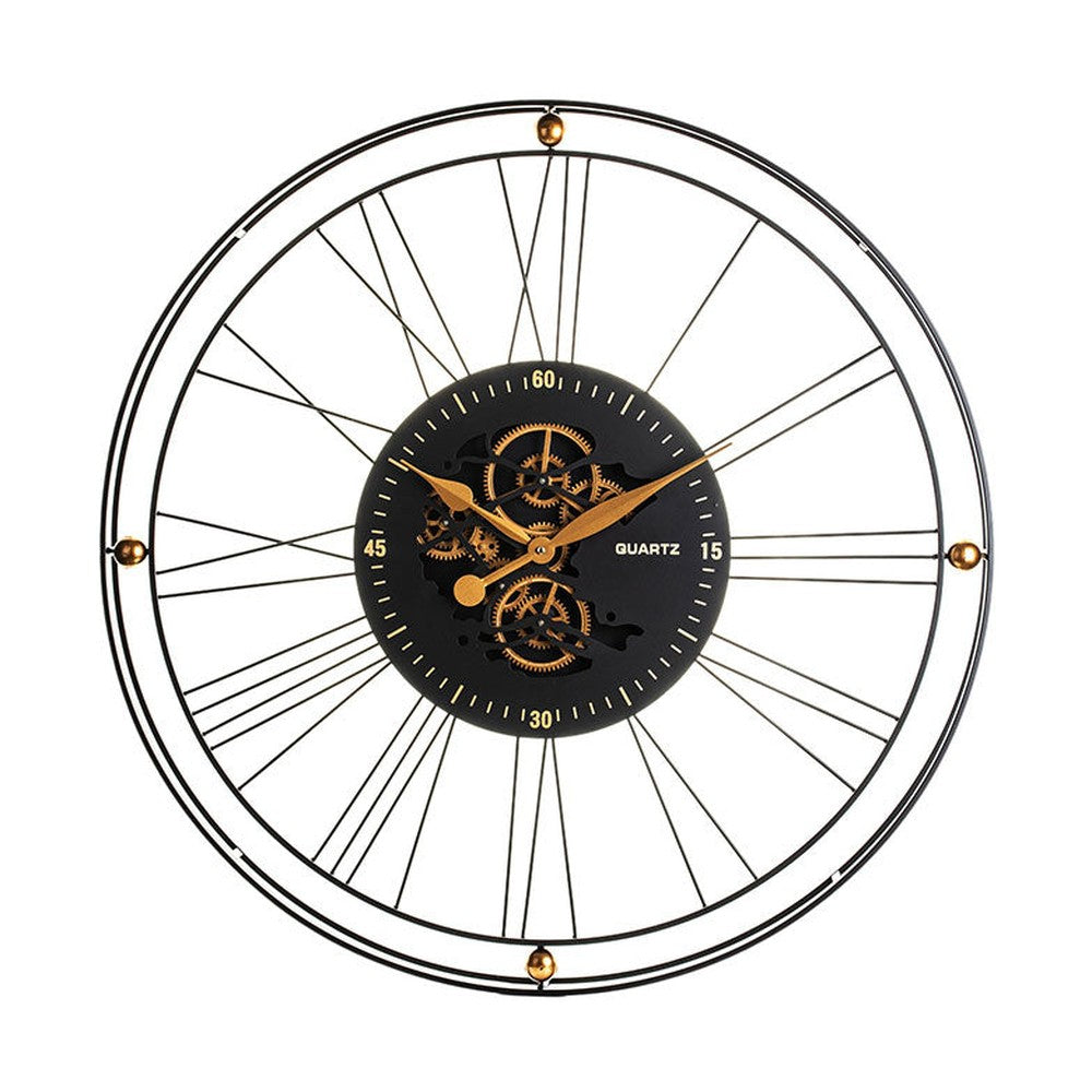 Fekete-arany színű óriás falióra.