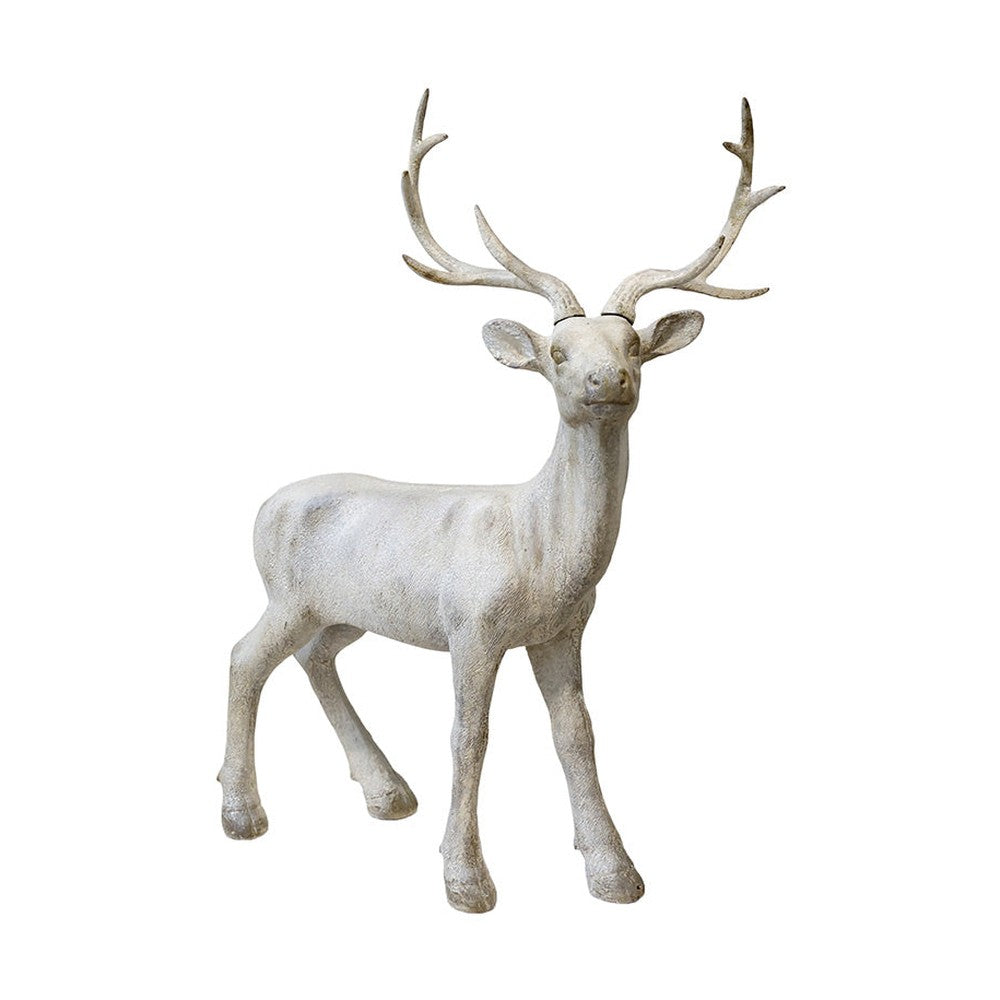 Antikolt felületű, krémszínű karácsonyi szarvas figura..