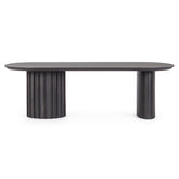 Mangófából készült, fekete színű, formatervezett dizájn dohányzóasztal.