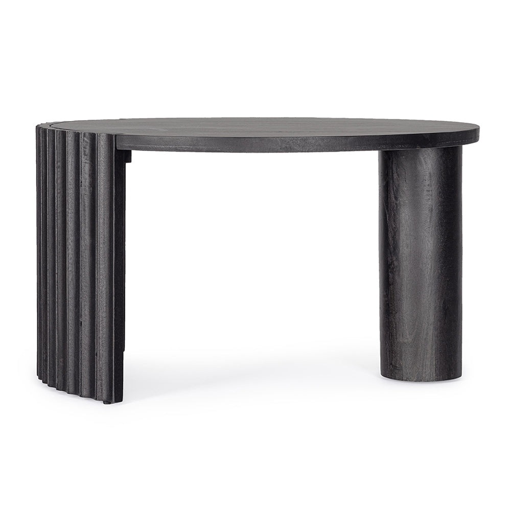 Mangófából készült, fekete színű, formatervezett dizájn dohányzóasztal